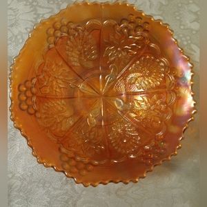 Antique Fenton Peacock & Dahlia 6 1/2" Bowl